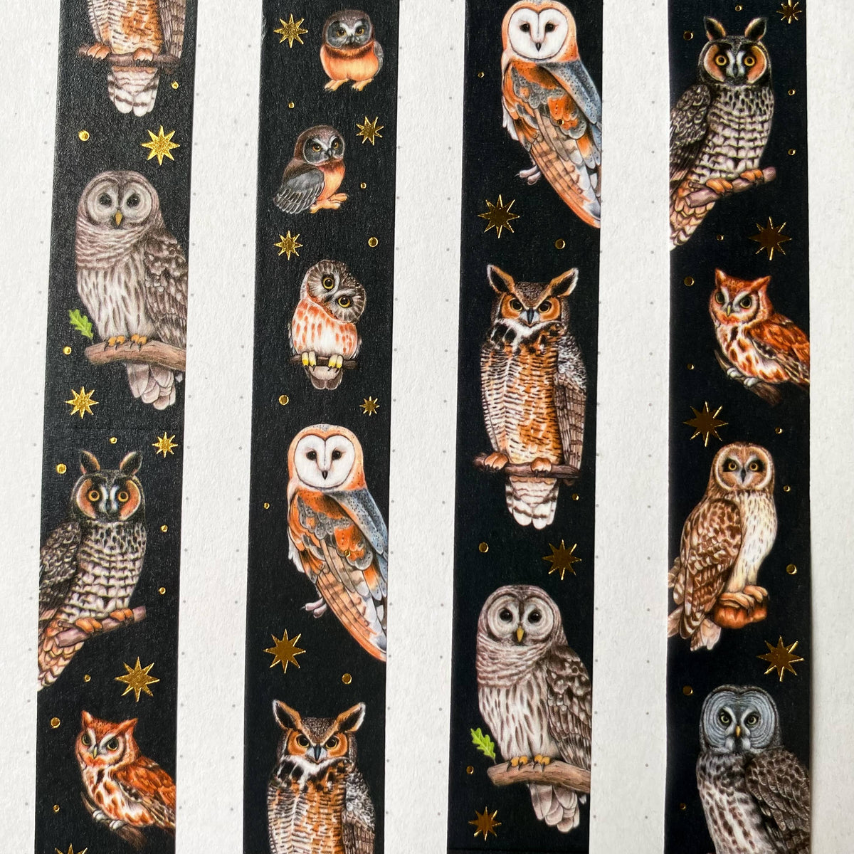 North American Owl Gold Foil Washi Tape