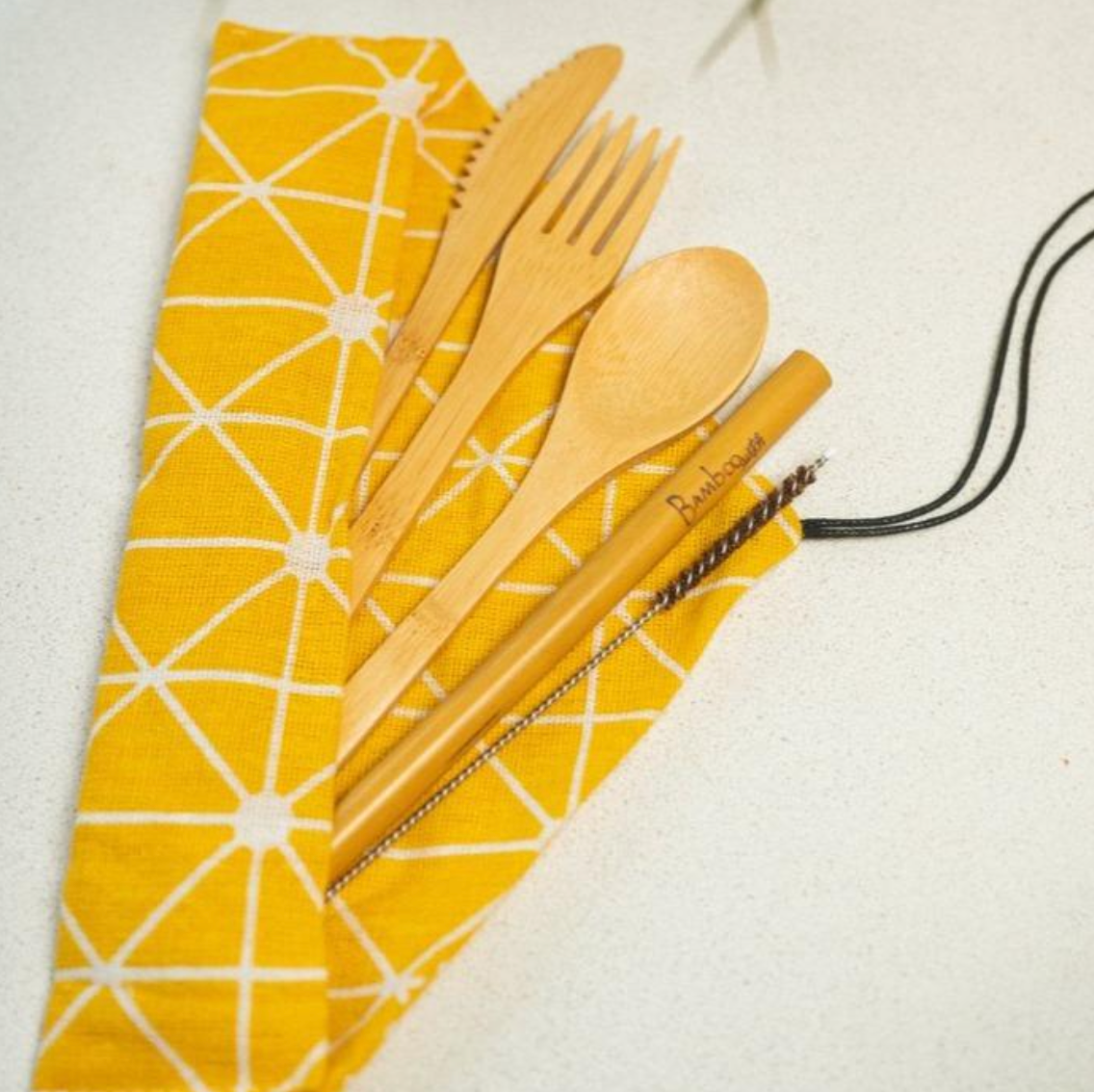 Bamboo Travel Cutlery Set | Yellow