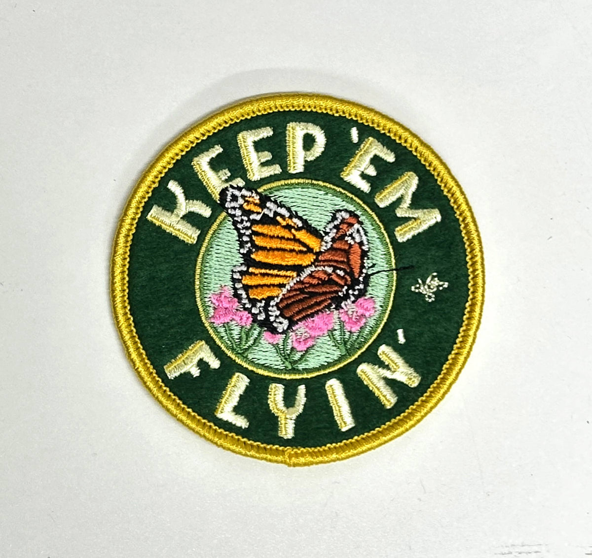 Keep 'Em Flyin' Monarch Butterfly - Felt Embroidered Badge