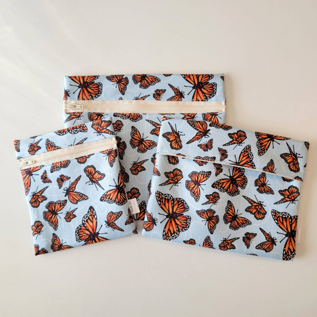 Reusable Snack/Sandwich Bag - Monarch Butterflies