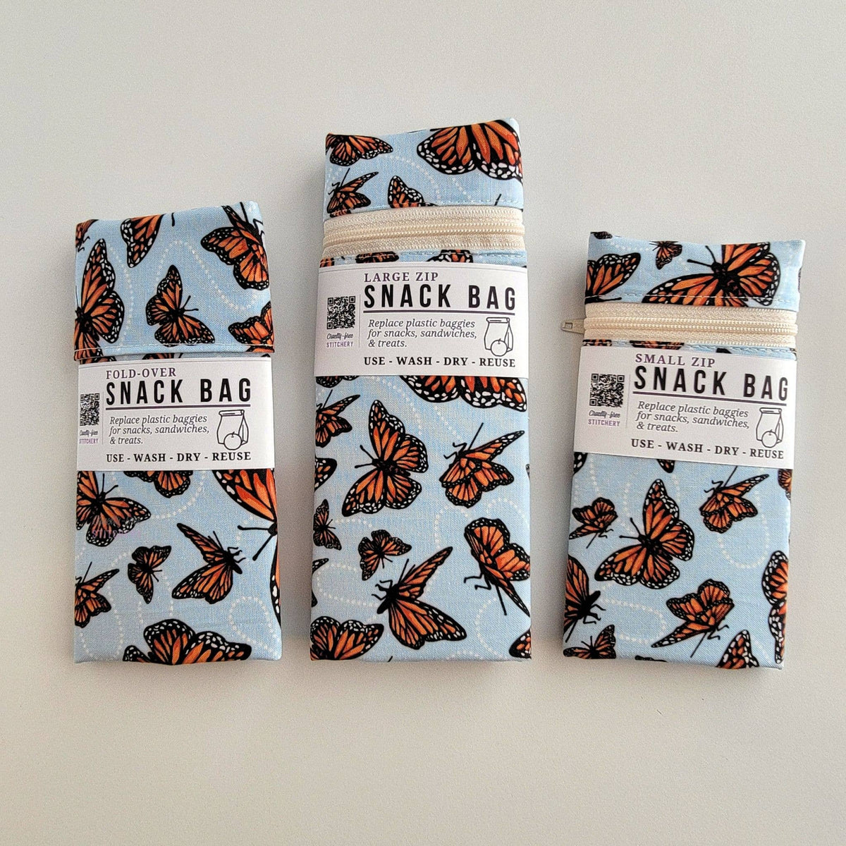 Reusable Snack/Sandwich Bag - Monarch Butterflies