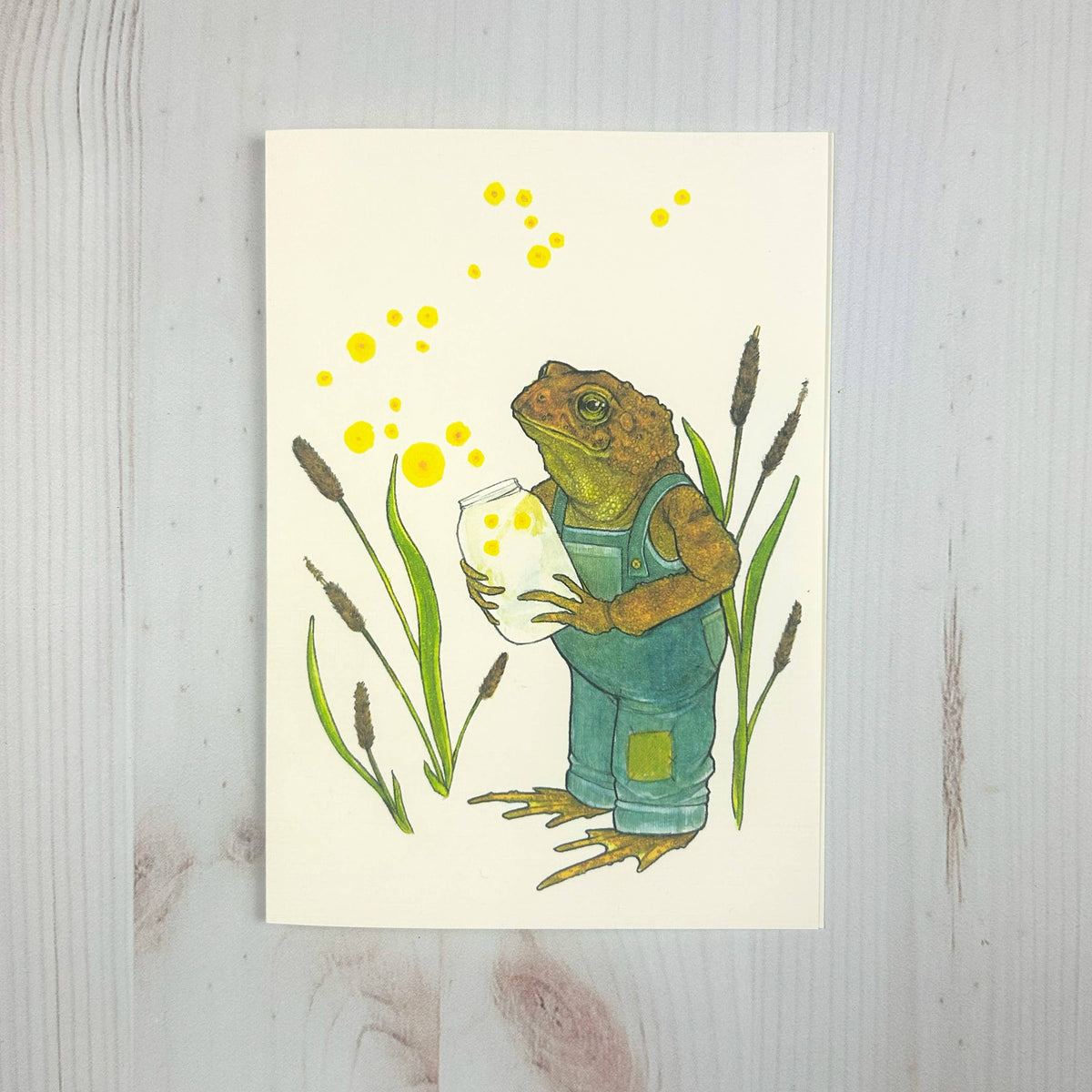 Toad with Firefly Jar 5x7" Notecard