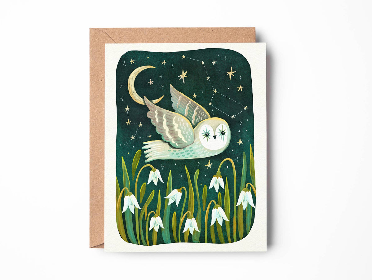 Owl Greeting Card Blank Everyday Card Celestial Stationery