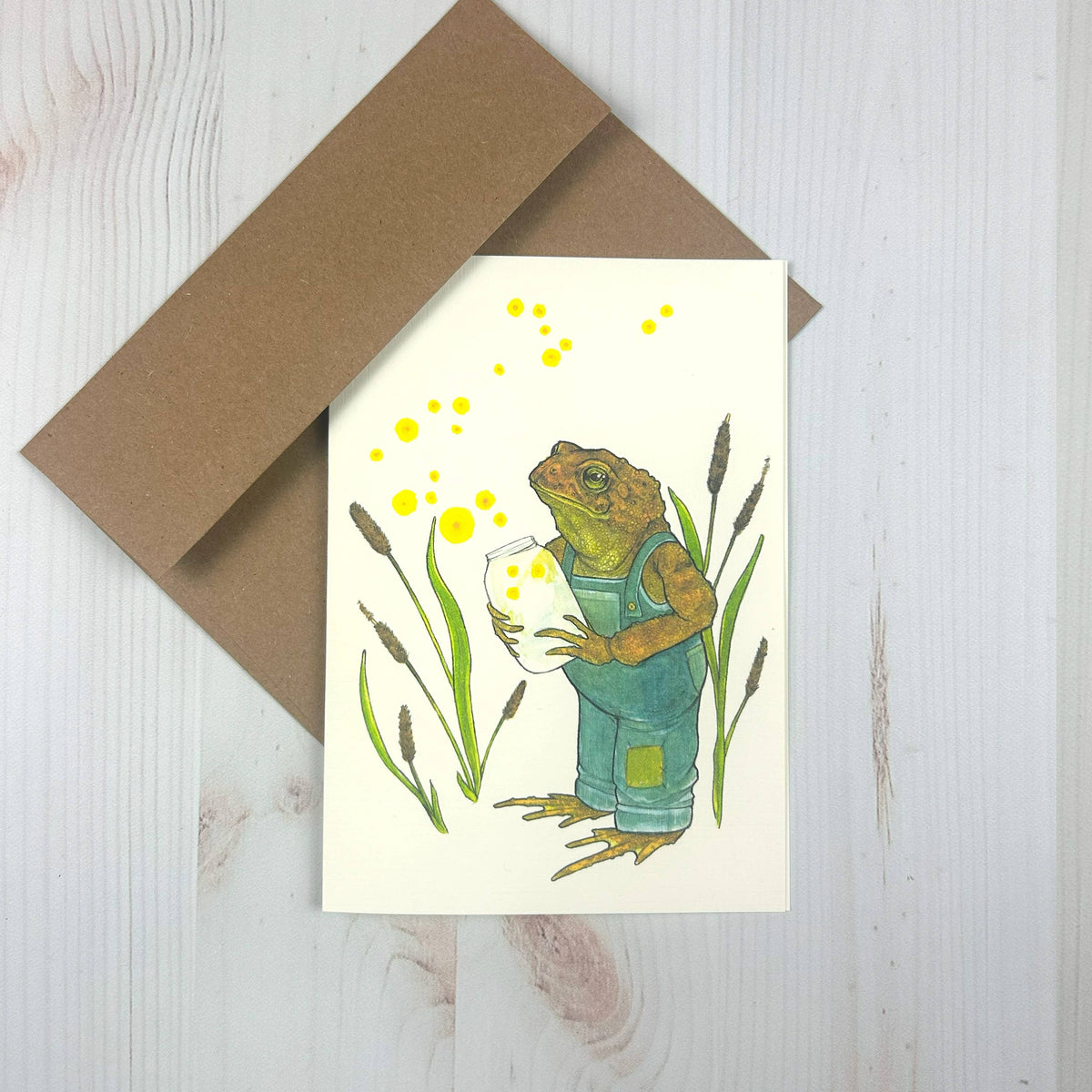 Toad with Firefly Jar 5x7" Notecard