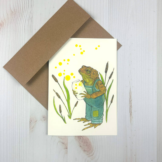Toad with Firefly Jar 5x7" Notecard