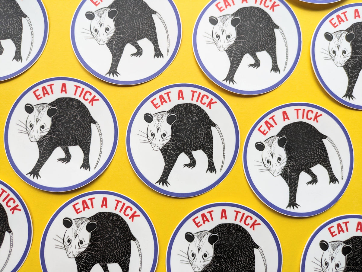 Sticker - "Eat a Tick" Opossum - Possum sticker