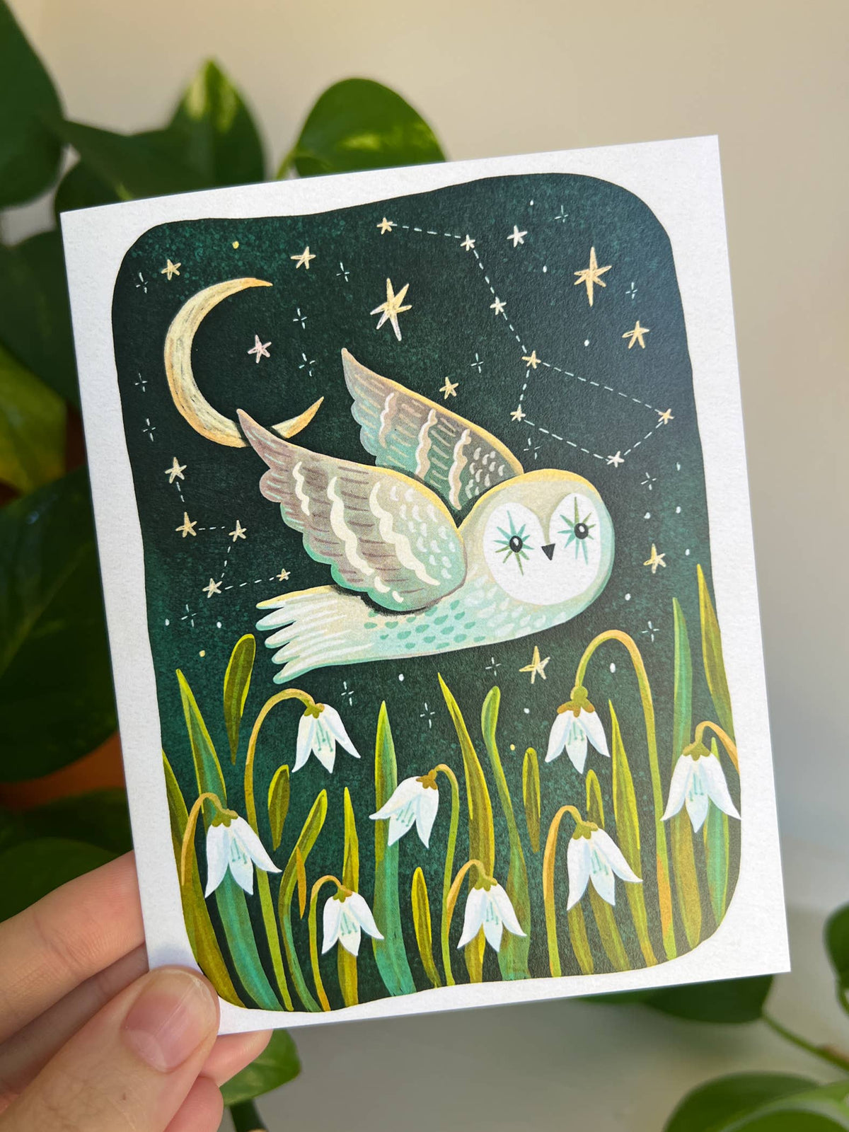 Owl Greeting Card Blank Everyday Card Celestial Stationery